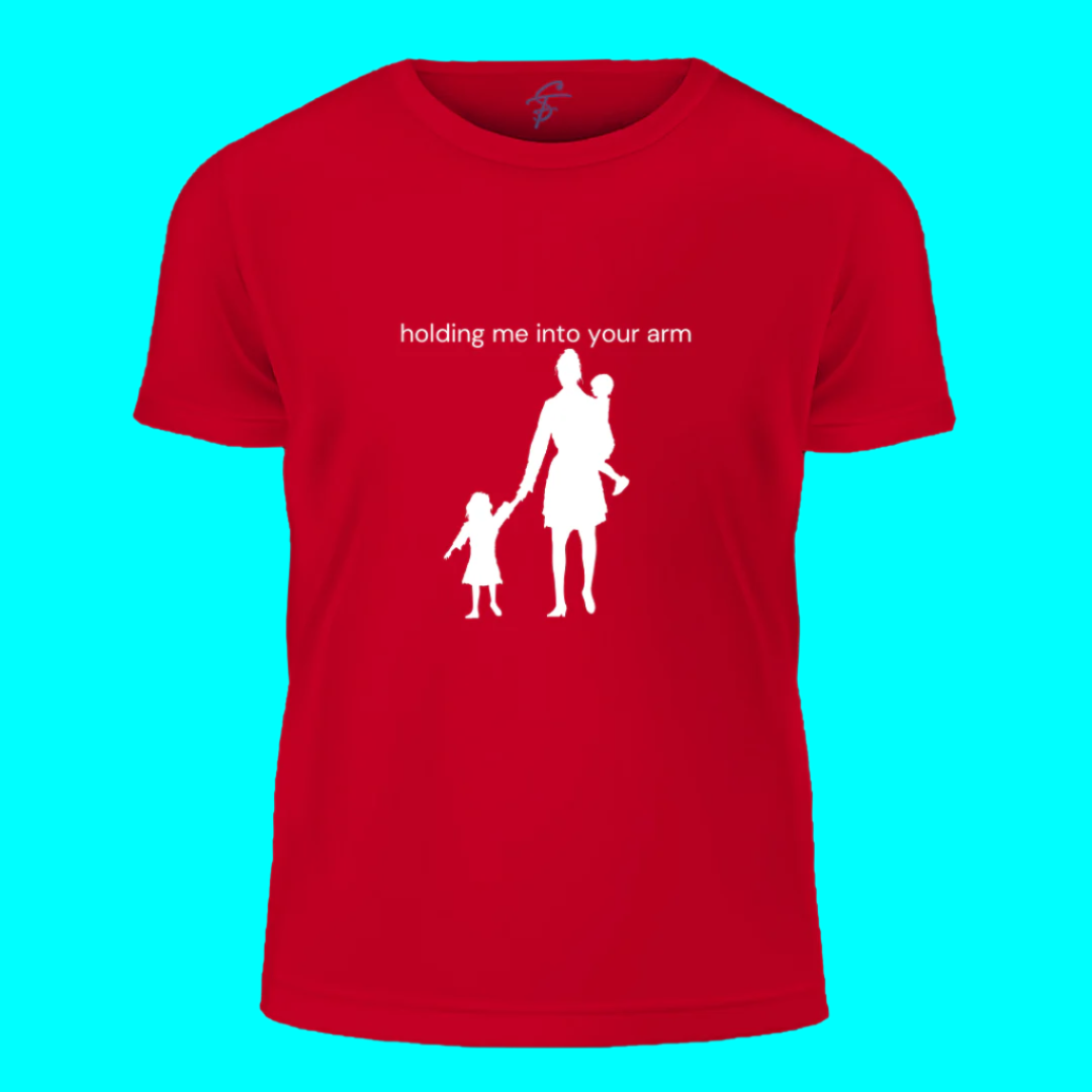 Mother and Children Silhouette Graphic T-Shirt, 100% Cotton, Family Love Design